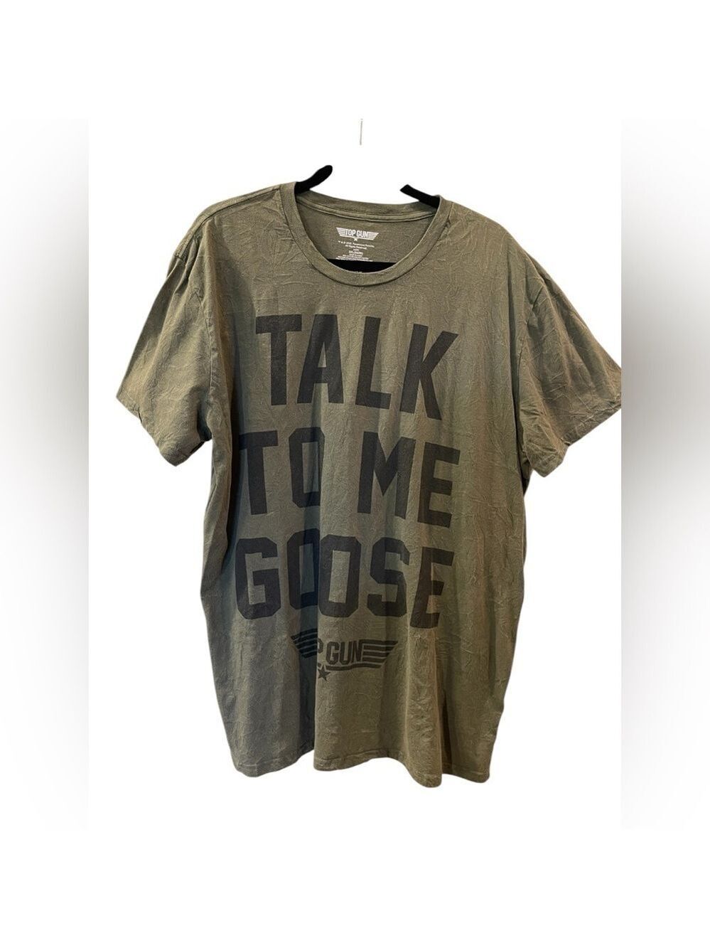 Top Gun Mens Green Short Sleeve Talk To Me Goose Graphic Tee Shirt Size: 3XL